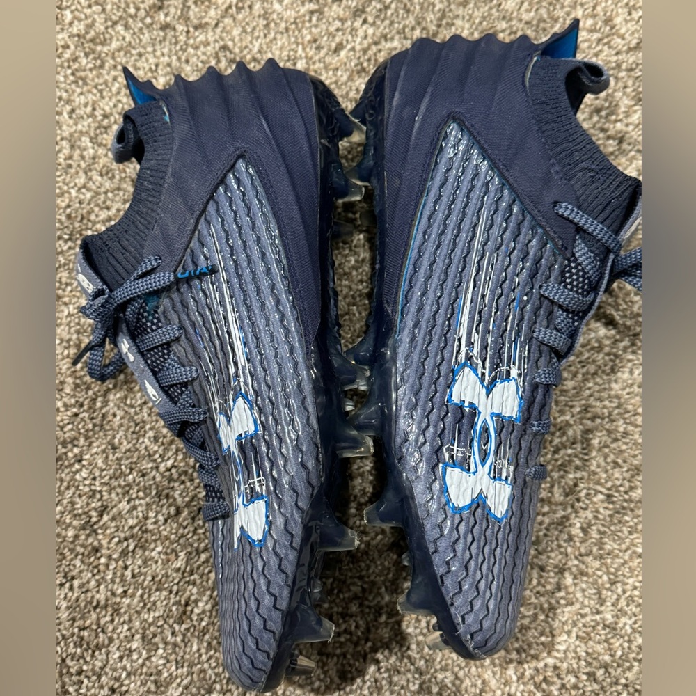Under Armour Size 8 Midnight Navy Blur Smoke 2.0 MC Football Cleats